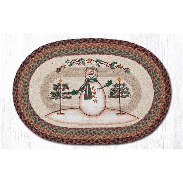 H2H 20 x 30 in Moon  Star Snowman Oval Patch Rug H254138